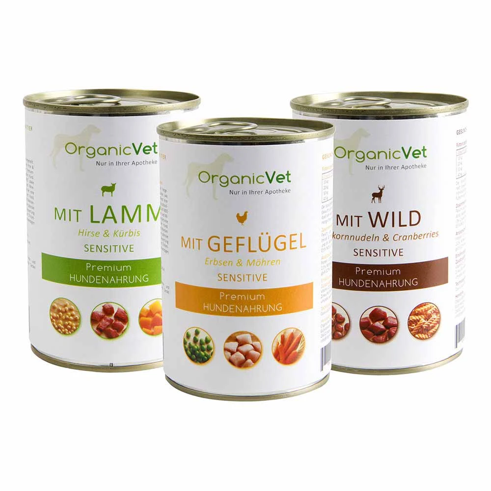 OrganicVet Sensitive Lamm, Geflügel + Wild Nassfutter Für Hunde